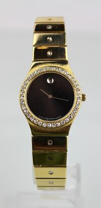 Goldene Armbanduhr Zenith mit Brilliantenl&uuml;nette 750 GG, Armband mit Diamanten Rufpreis  1400.-